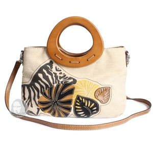 Relic by Fossil Tote Bag or Crossbody Wood Handles Florals with Shoulder Strap